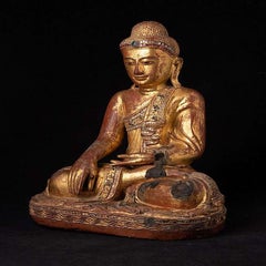 Antique Wooden Mandalay Buddha Statue from Burma