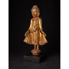 Antike Mandalay-Buddha-Statue aus Holz aus Burma