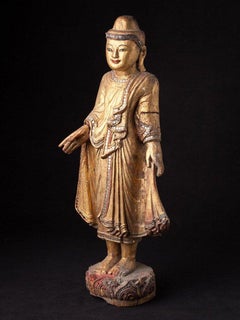 Antique Wooden Mandalay Buddha Statue from Burma