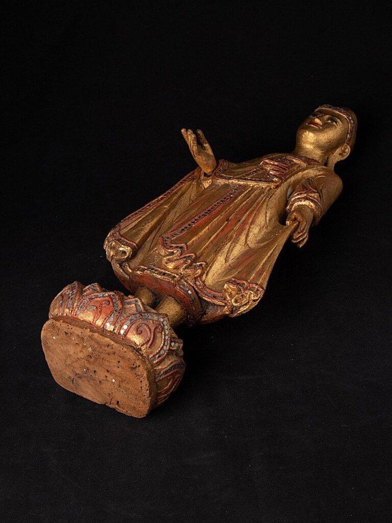 Antique wooden Mandalay Buddha statue from Burma For Sale 14