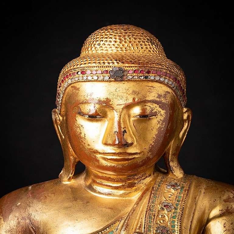 Burmese Antique wooden Mandalay Buddha statue from Burma For Sale