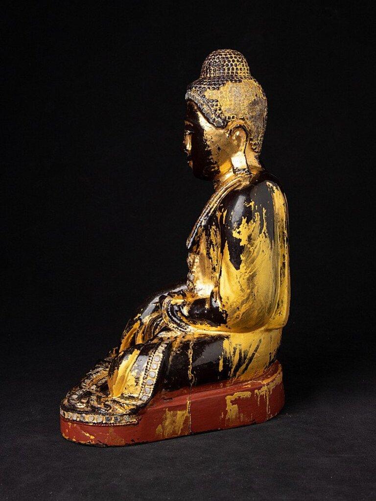 Burmese Antique wooden Mandalay Buddha statue from Burma For Sale