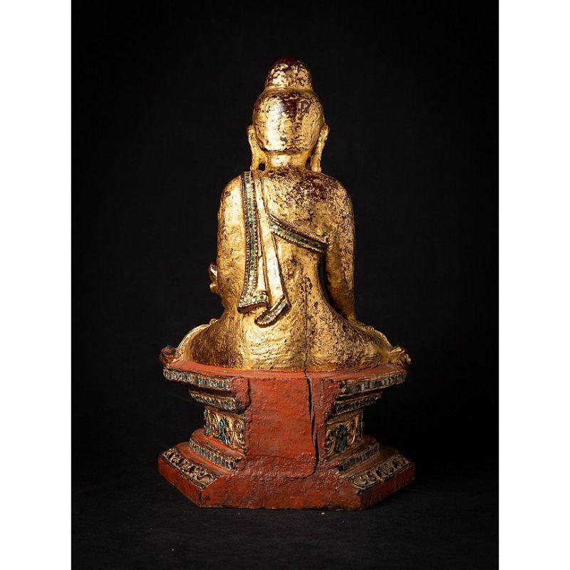 Antique Wooden Mandalay Buddha Statue from Burma In Good Condition For Sale In DEVENTER, NL