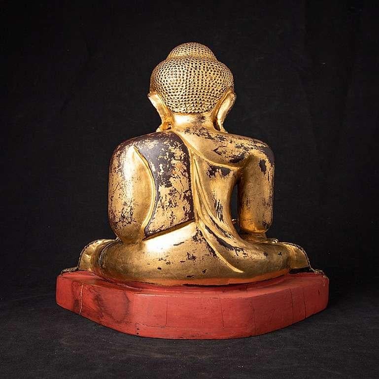 Estatua antigua de madera de Buda de Mandalay de Birmania en Bueno estado para la venta en DEVENTER, NL