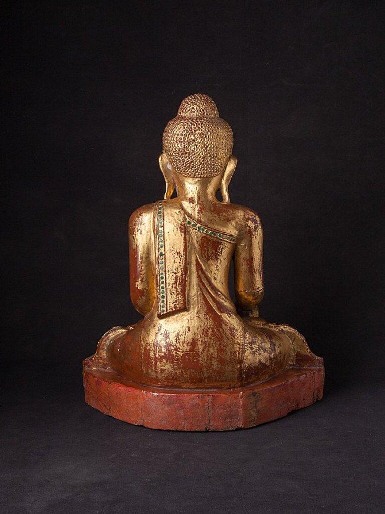 Antique Wooden Mandalay Buddha Statue from Burma In Good Condition For Sale In DEVENTER, NL