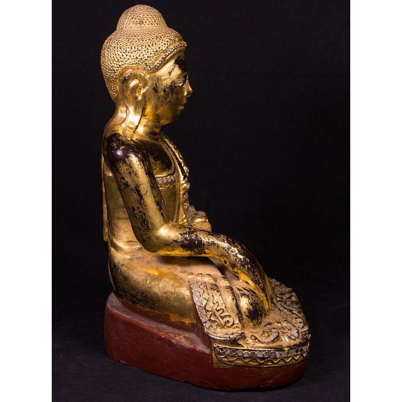 20th Century Antique Wooden Mandalay Buddha Statue from Burma For Sale