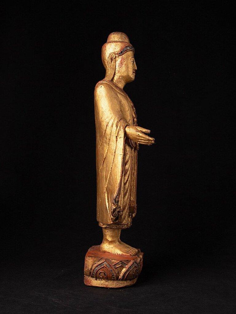 19th Century Antique wooden Mandalay Buddha statue from Burma For Sale