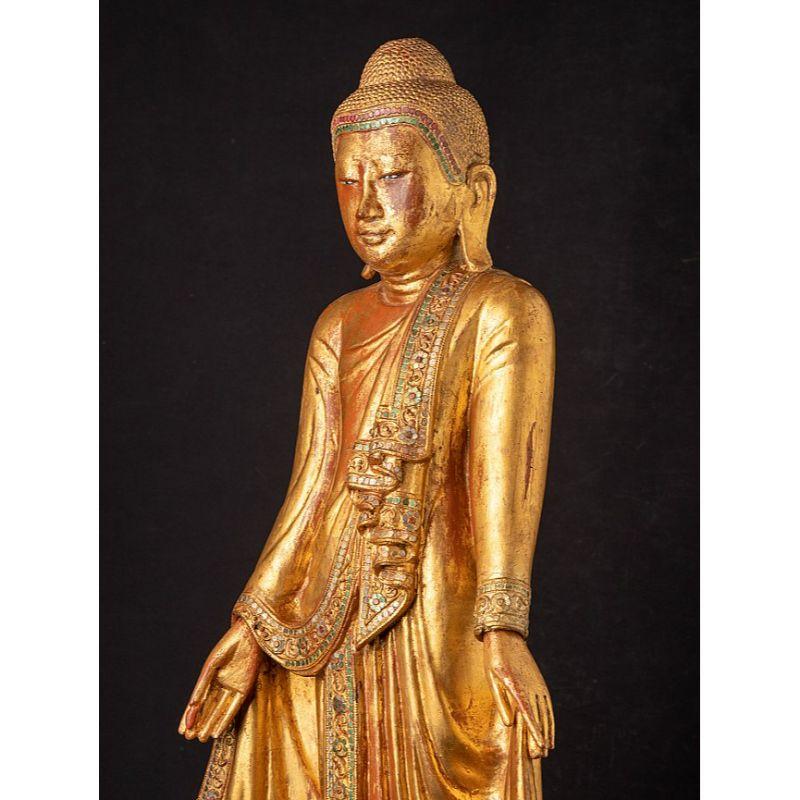19th Century Antique Wooden Mandalay Buddha Statue from Burma For Sale
