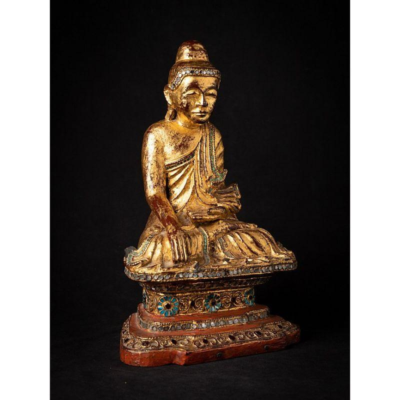 Antique Wooden Mandalay Buddha Statue from Burma For Sale 1