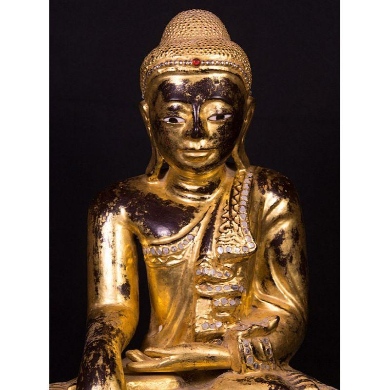 Ancienne statue de Bouddha Mandalay en bois de Birmanie en vente 2