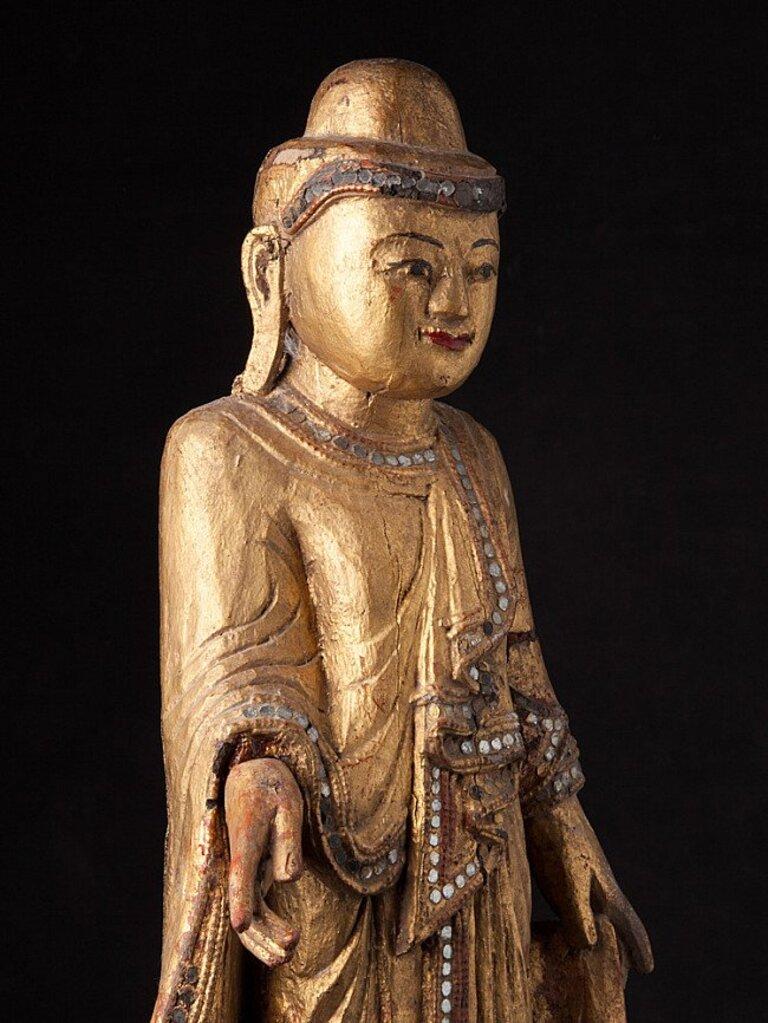 Antique Wooden Mandalay Buddha Statue from Burma For Sale 2