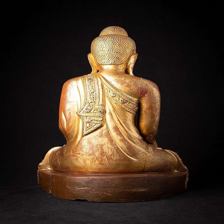 Antique wooden Mandalay Buddha statue from Burma For Sale 2