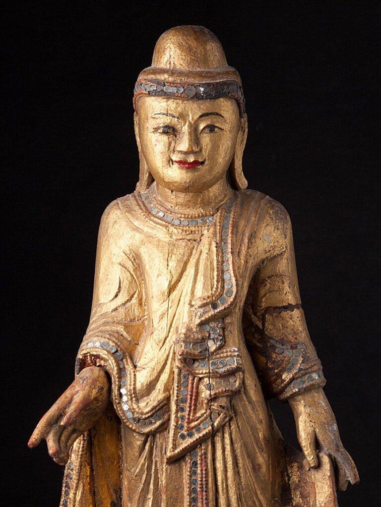 Antique Wooden Mandalay Buddha Statue from Burma For Sale 3