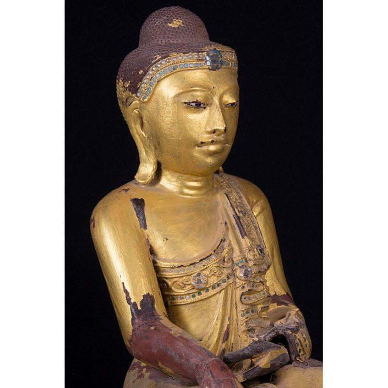 Antique Wooden Mandalay Buddha Statue from Burma For Sale 4