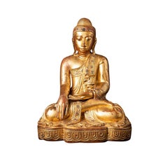 Ancienne statue de Bouddha Mandalay en bois de Birmanie