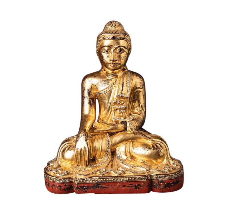 Antique Wooden Mandalay Buddha Statue from Burma
