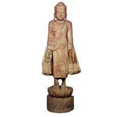 Antique Wooden Mandalay Buddha Statue from Burma
