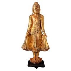 Antique Wooden Mandalay Buddha Statue from Burma