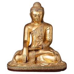 Antique Wooden Mandalay Buddha Statue from Burma