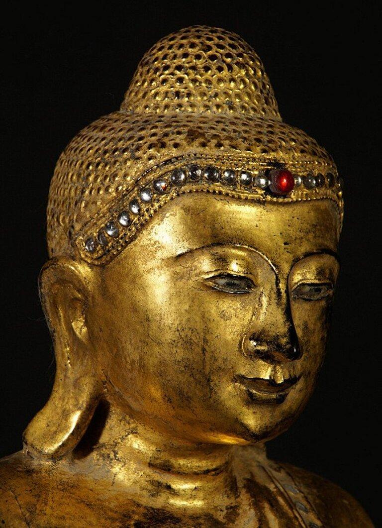 Antique Wooden Mandalay Buddha Statue from Burma 5