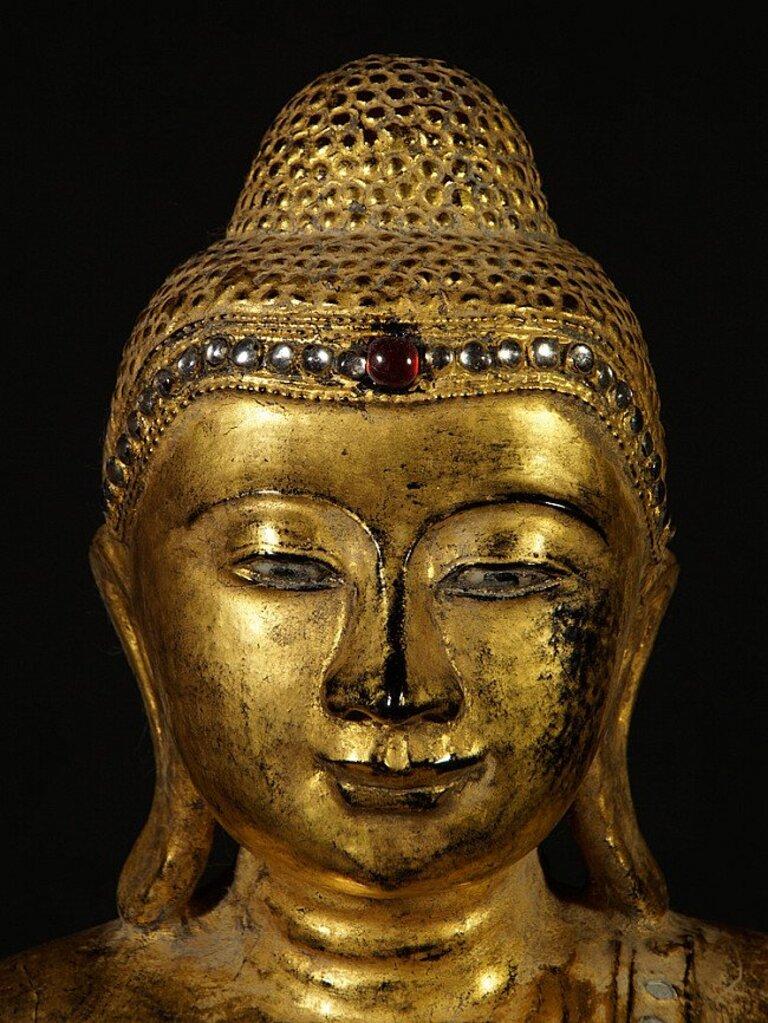 Antique Wooden Mandalay Buddha Statue from Burma 6