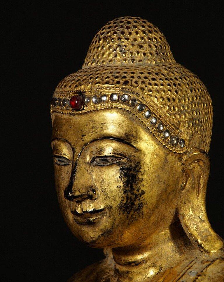 Antique Wooden Mandalay Buddha Statue from Burma 7