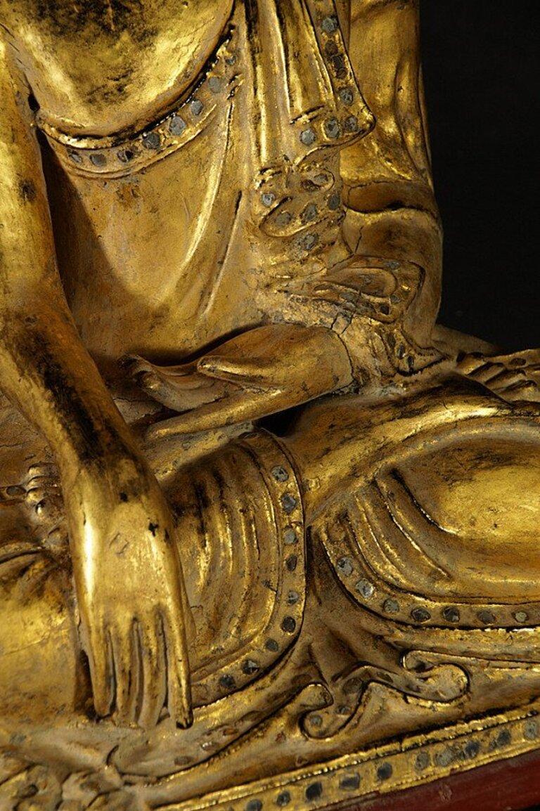 Antique Wooden Mandalay Buddha Statue from Burma 10