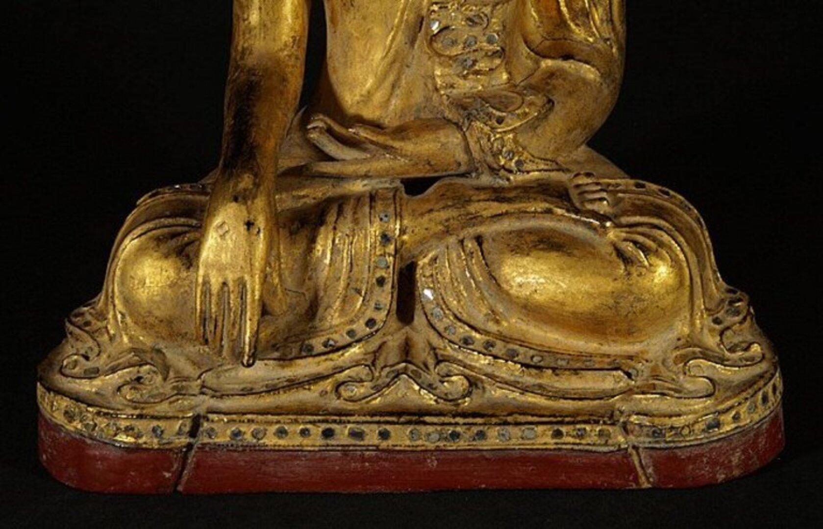 Antique Wooden Mandalay Buddha Statue from Burma 11