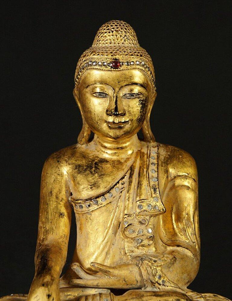 Antique Wooden Mandalay Buddha Statue from Burma 2