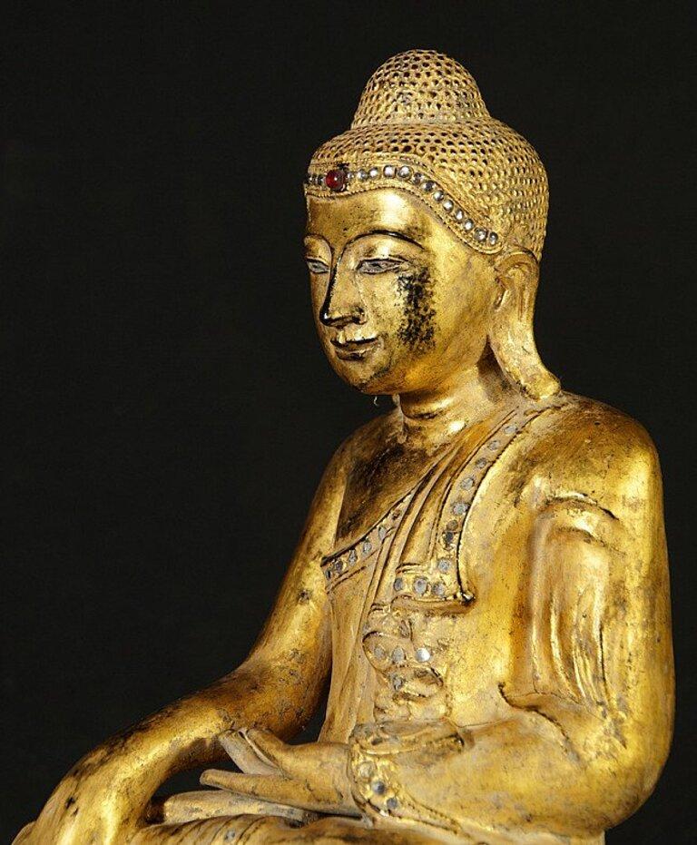 Antique Wooden Mandalay Buddha Statue from Burma 3