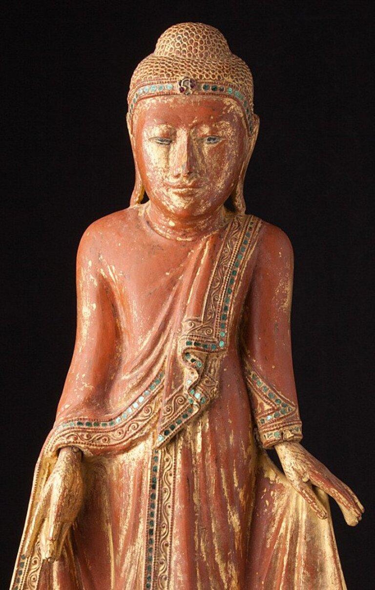 Antique wooden Mandalay Buddha statue from Burma  Original Buddhas 3