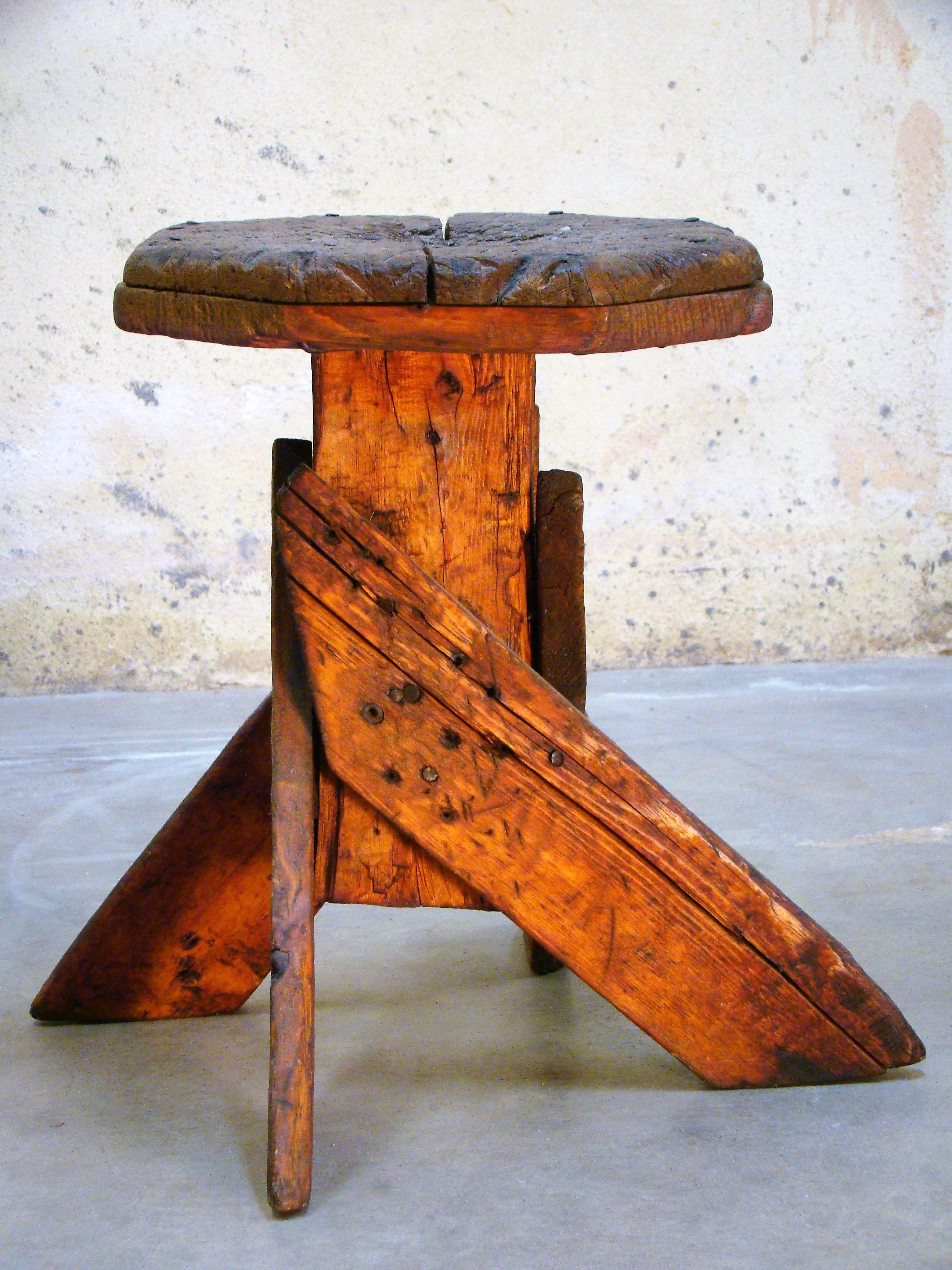 20th Century Antique Wooden Milking or Workmans Stool