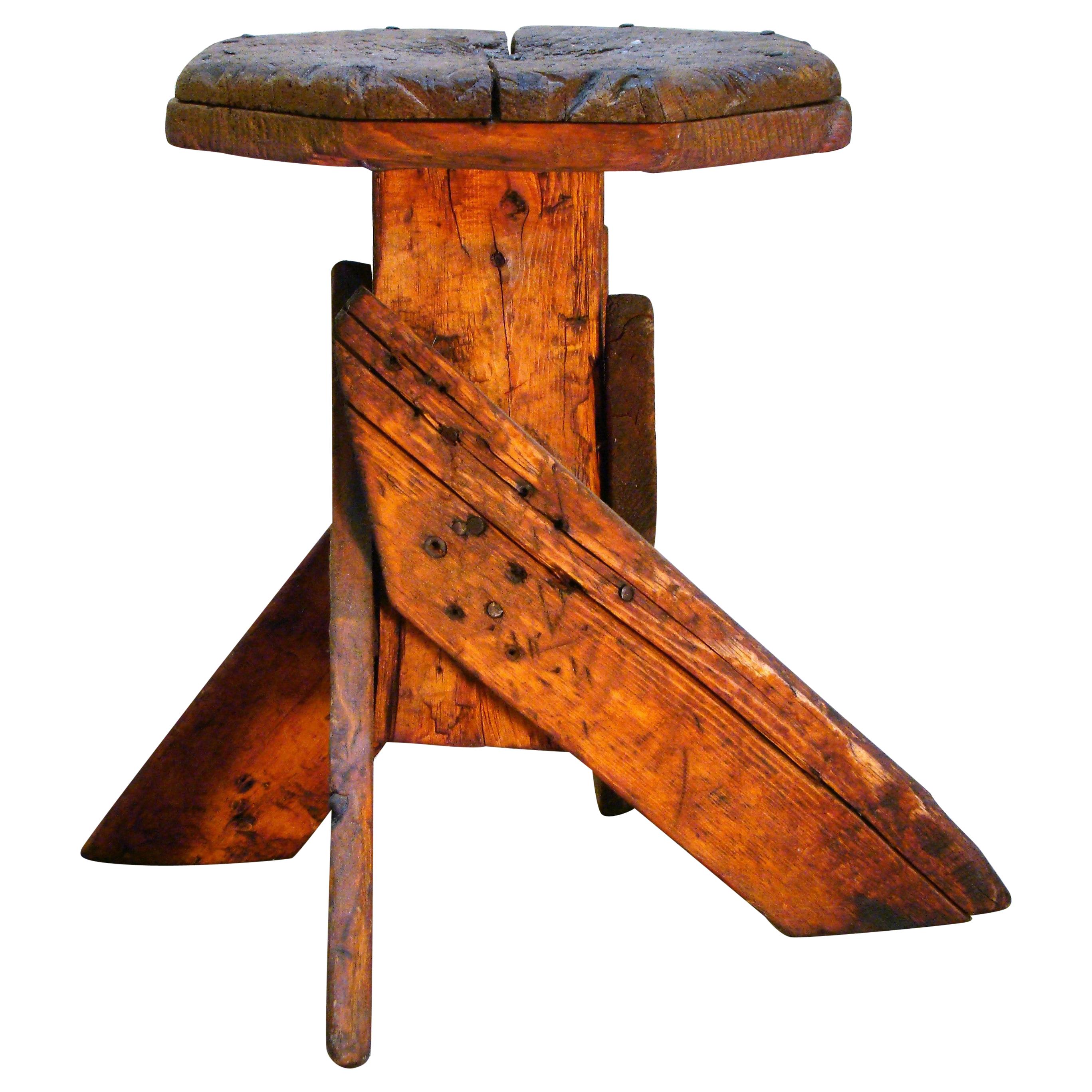 Antique Wooden Milking or Workmans Stool