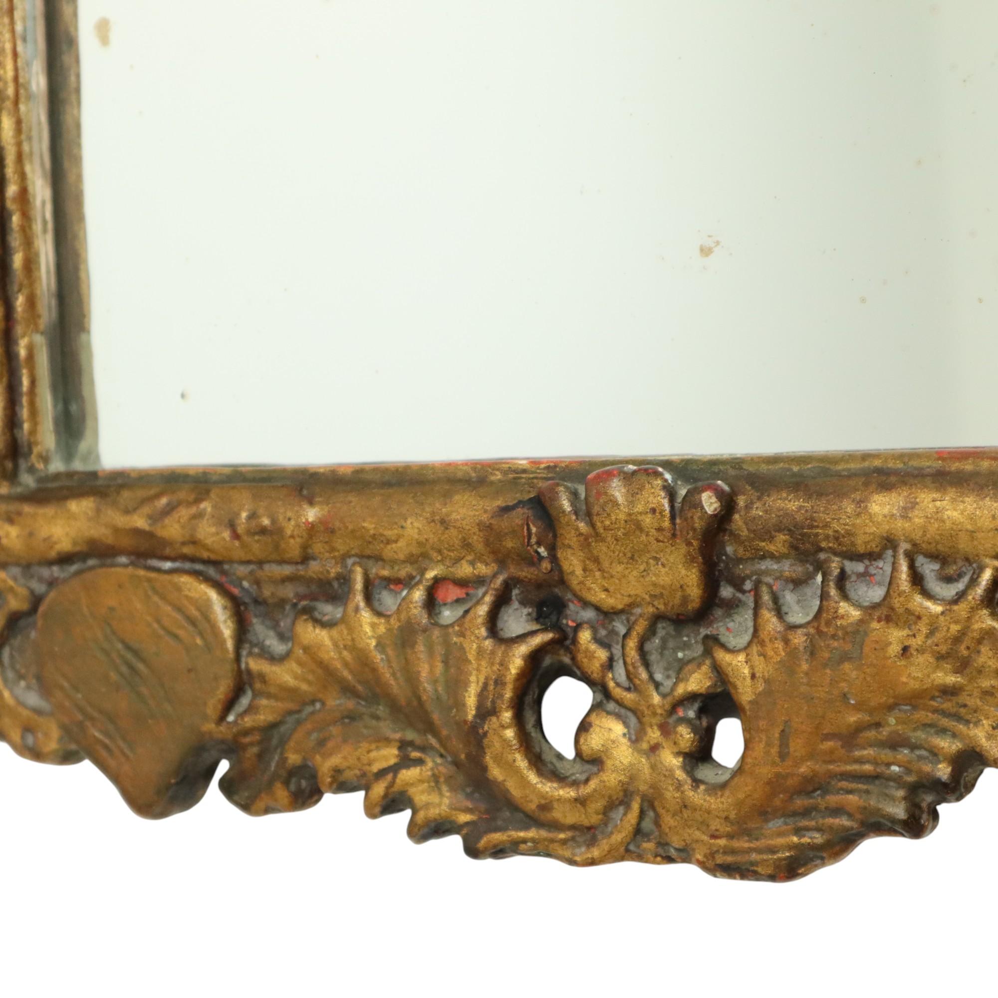 Antique Wooden Mirror Blattgold 19. Jahrhundert Barock Stil 61cm im Angebot 3