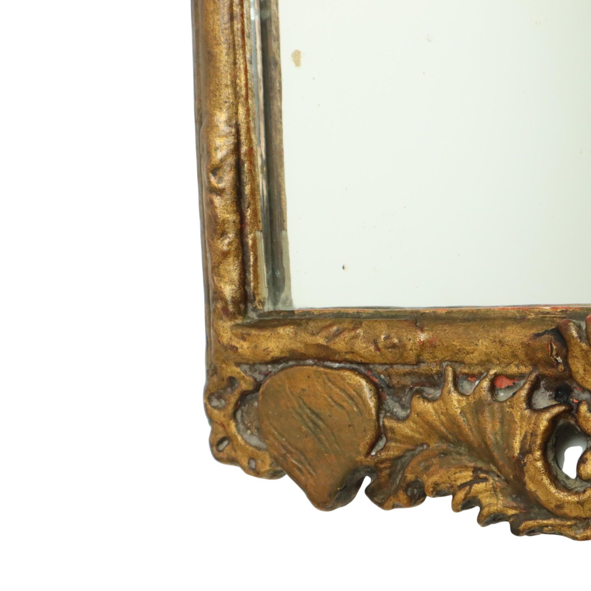 Antique Wooden Mirror Blattgold 19. Jahrhundert Barock Stil 61cm im Angebot 4