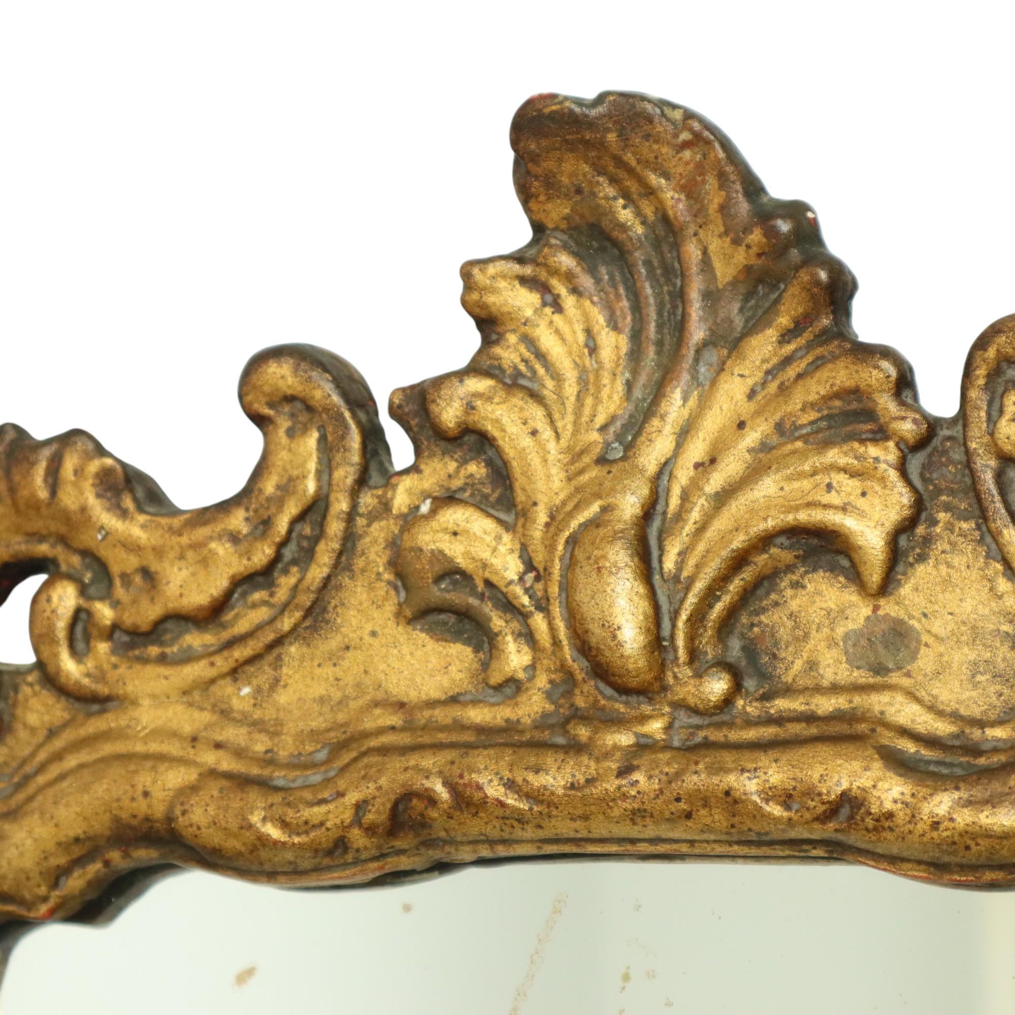 Antique Wooden Mirror Blattgold 19. Jahrhundert Barock Stil 61cm im Angebot 6