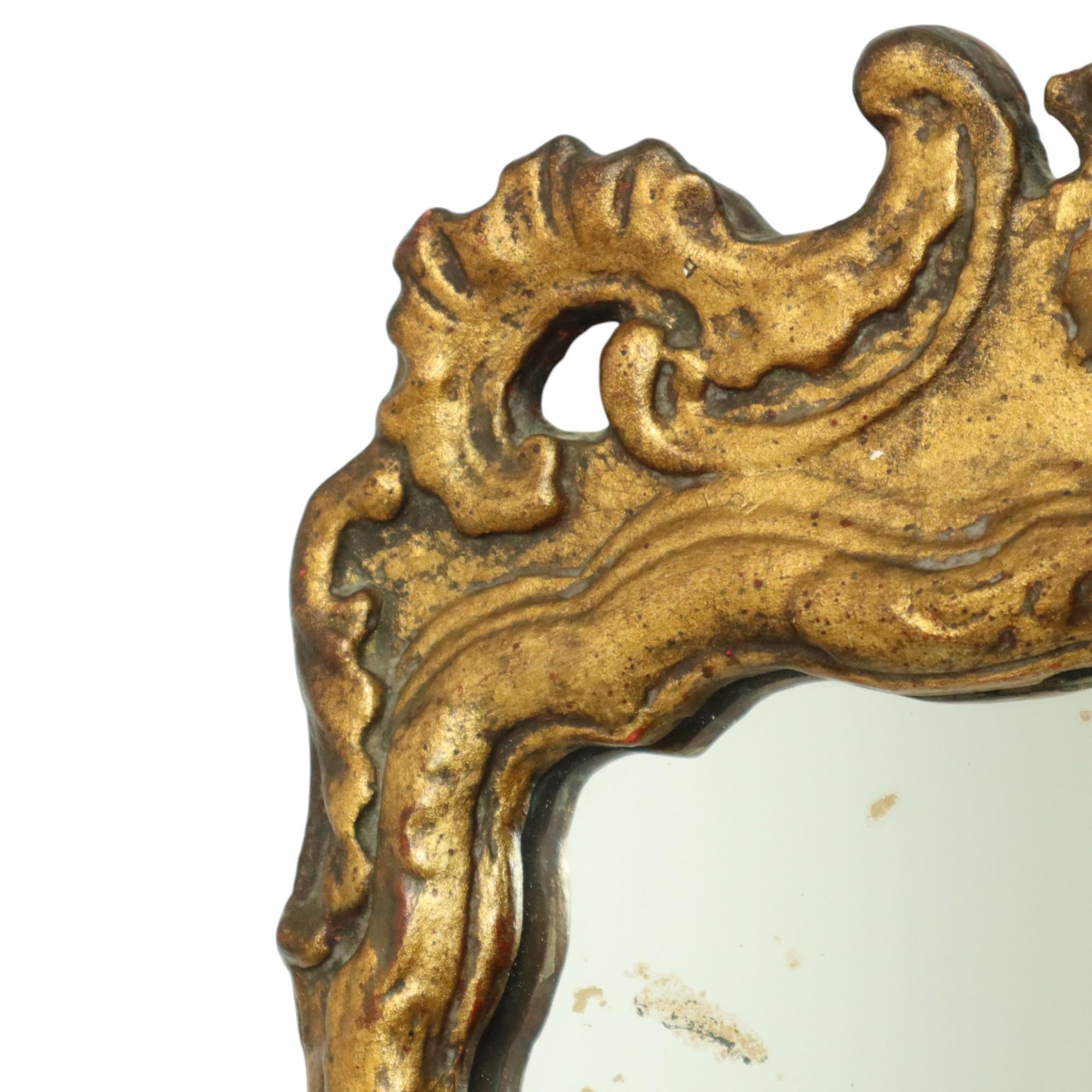 Antique Wooden Mirror Blattgold 19. Jahrhundert Barock Stil 61cm im Angebot 7