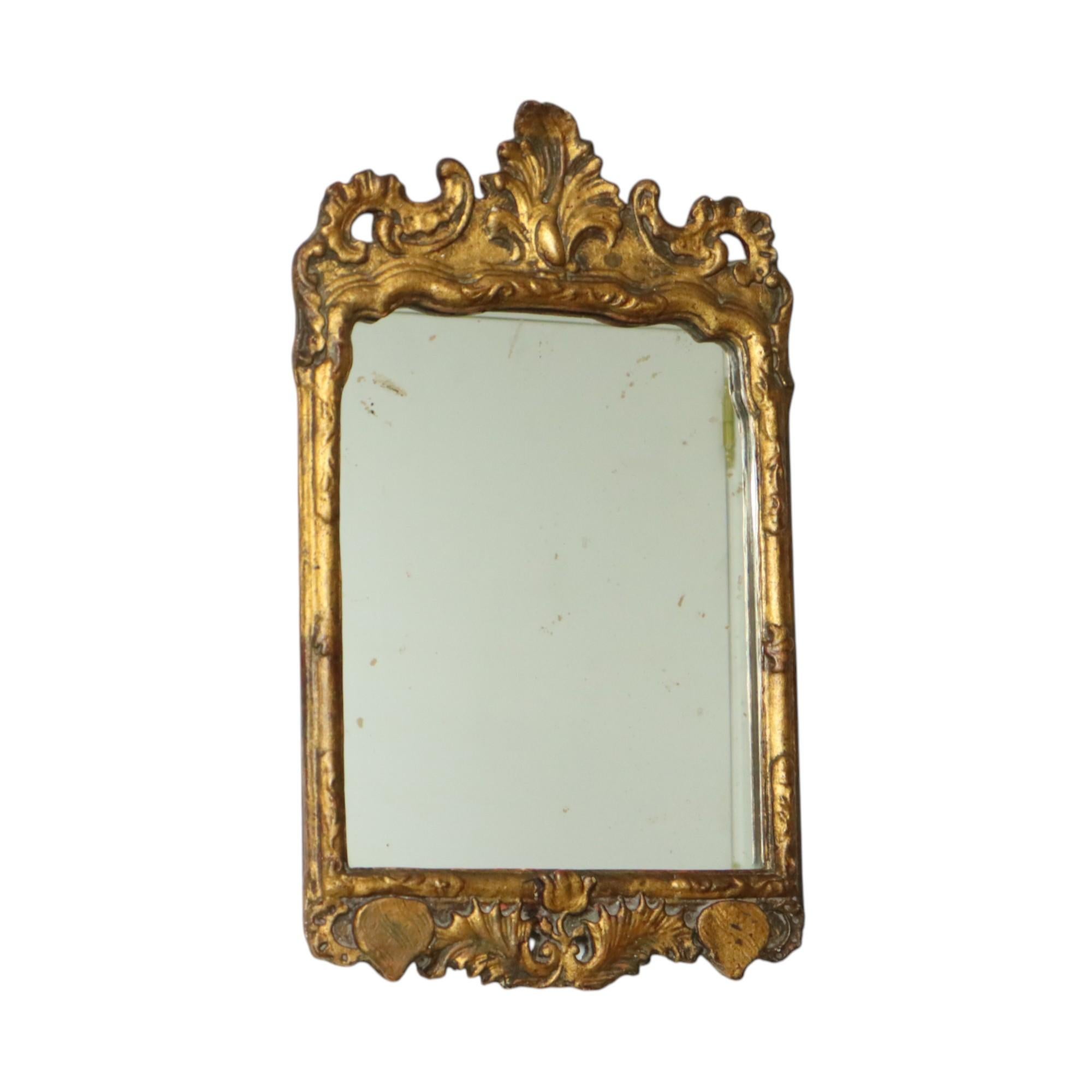 Antique Wooden Mirror Blattgold 19. Jahrhundert Barock Stil 61cm im Angebot 8