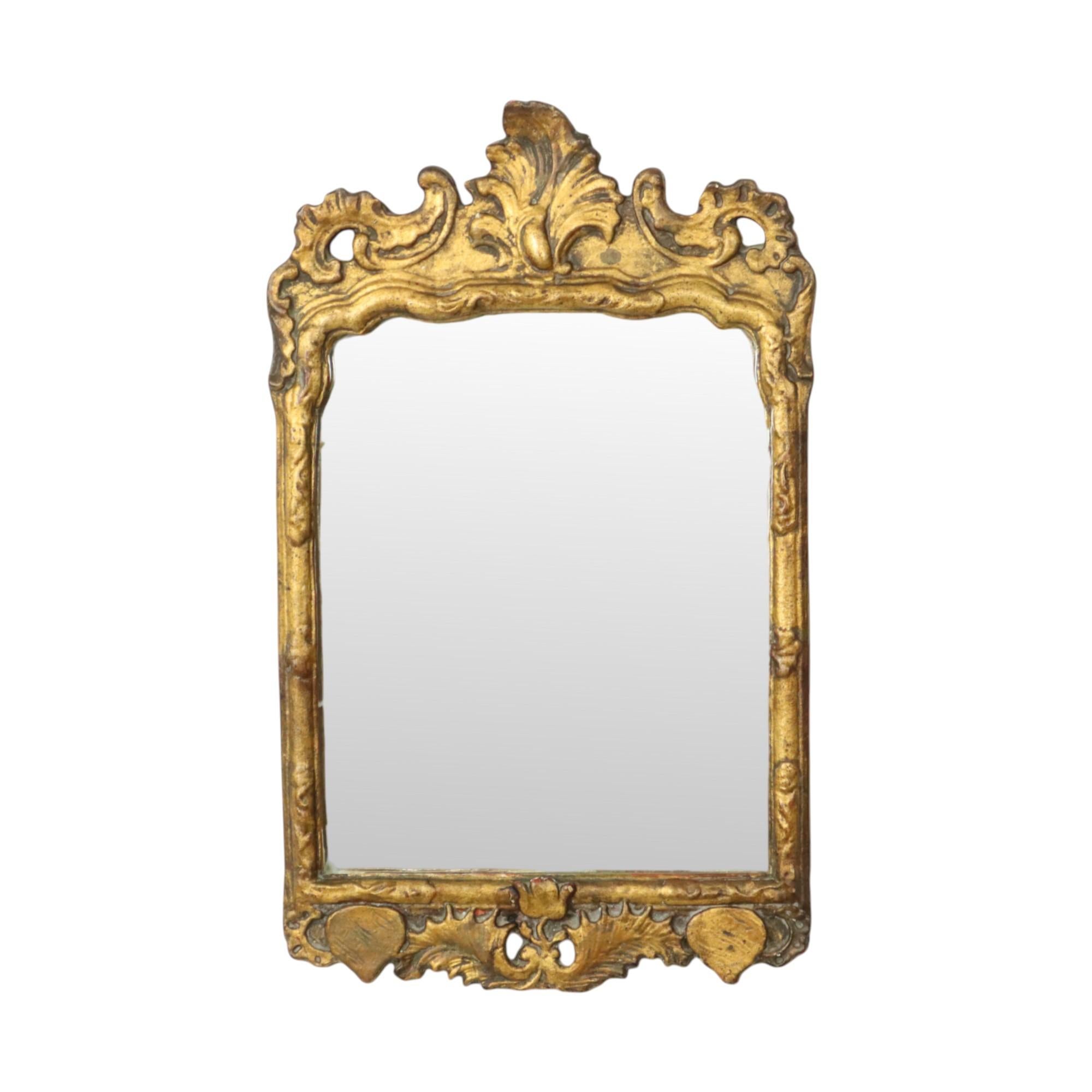 Antique Wooden Mirror Blattgold 19. Jahrhundert Barock Stil 61cm im Angebot 9