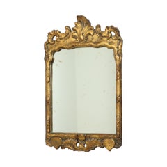 Antique Wooden Mirror Gold Leaf 19th Century Baroque Style 61cm