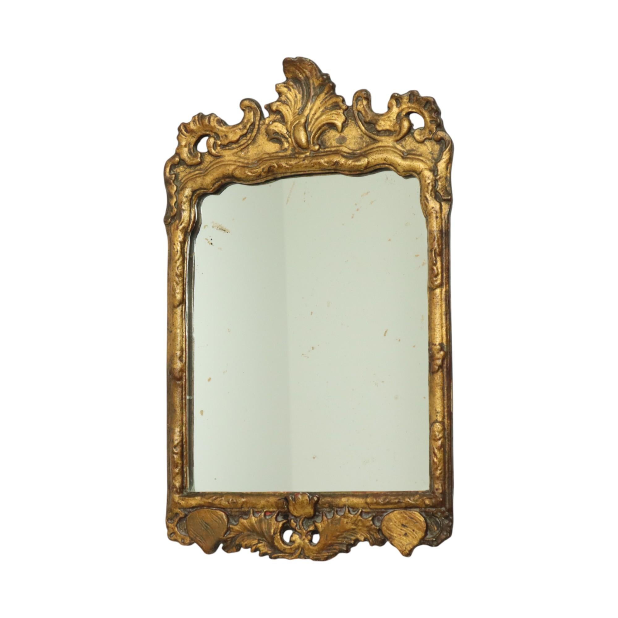 Antique Wooden Mirror Blattgold 19. Jahrhundert Barock Stil 61cm im Angebot 1