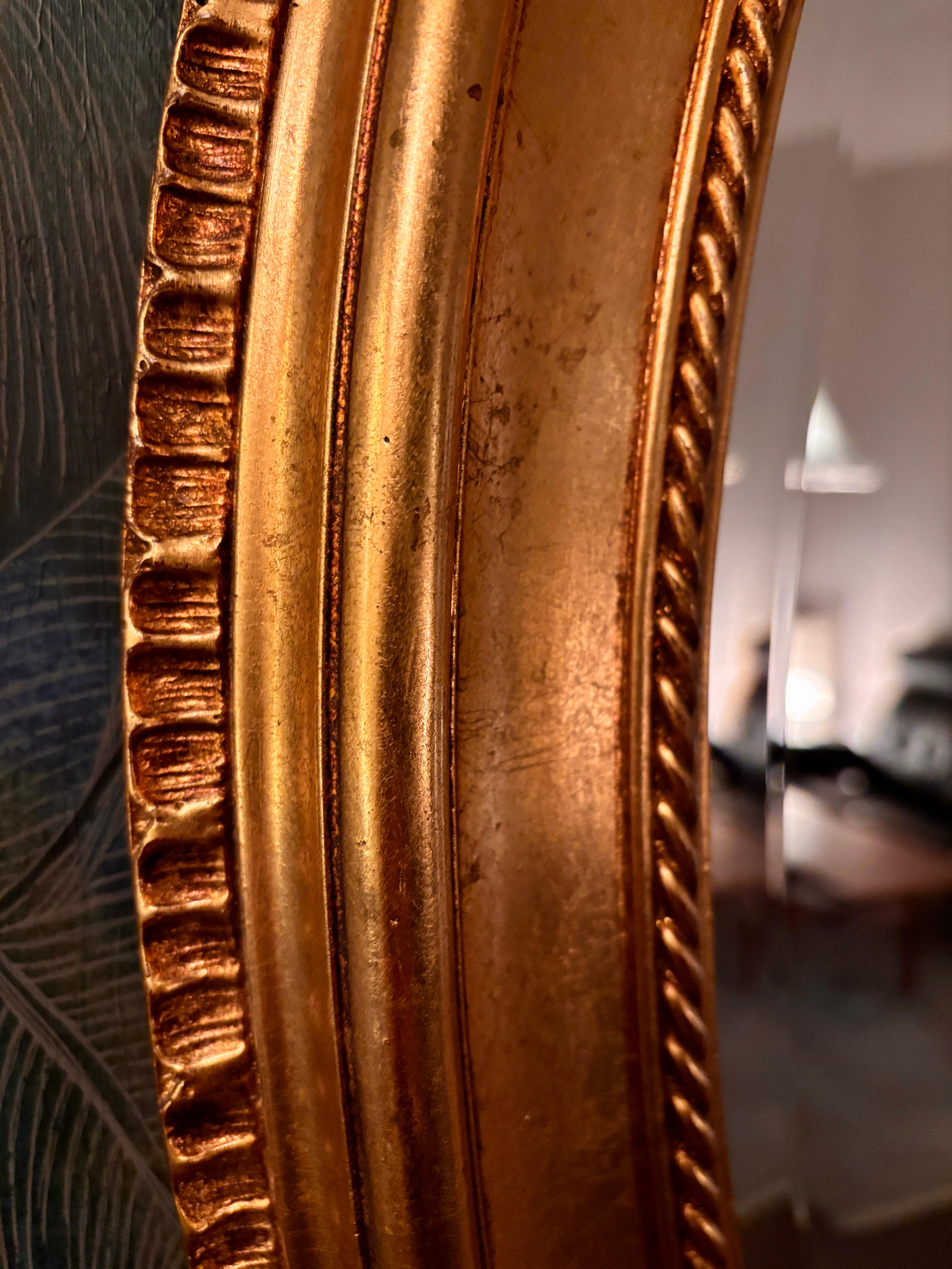 Antique wooden mirror with gilded frame For Sale 1