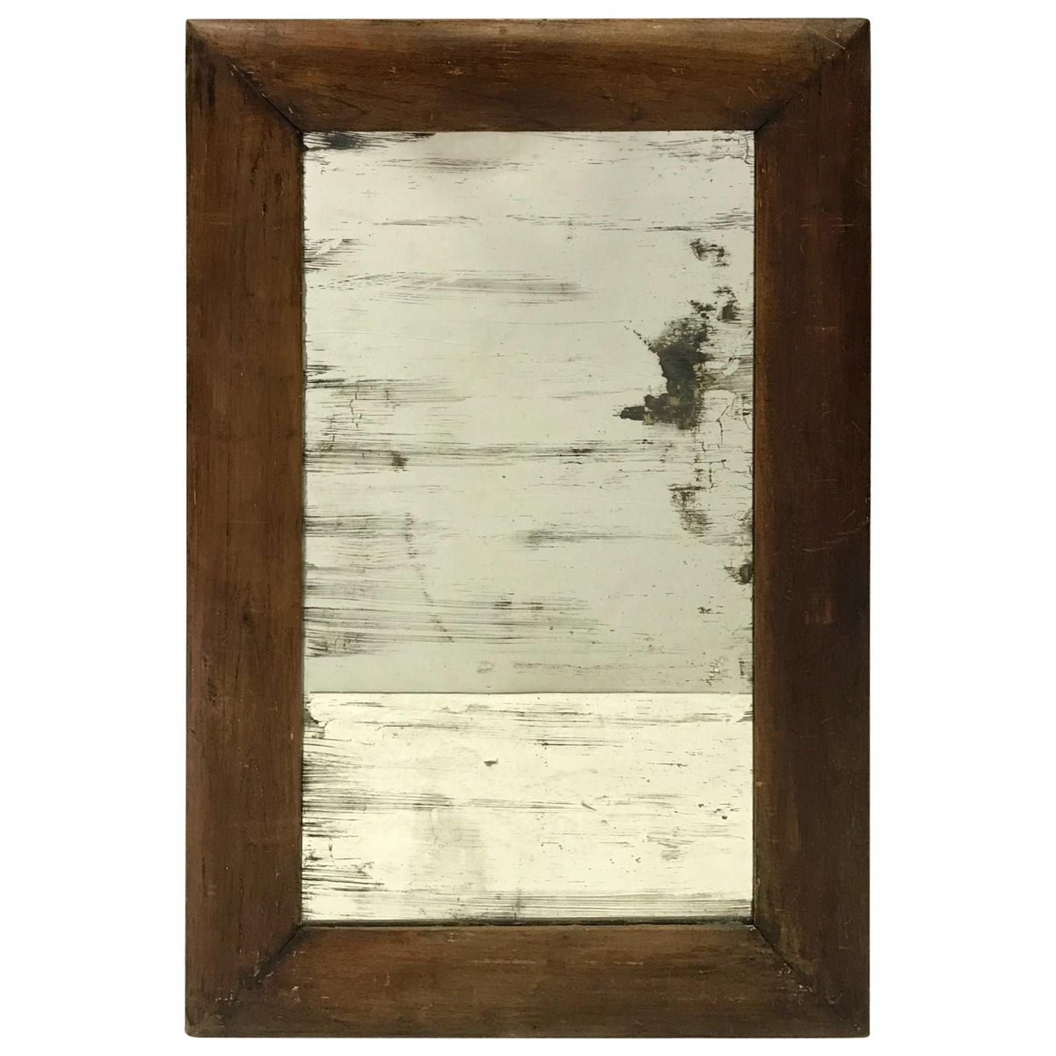 Antique Wooden Mirror with Old Glass