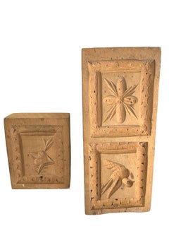 Antique Wooden Molds Set, Hand-Carved, German Folk Art, 1910s