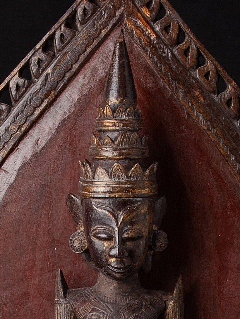 Estatua antigua de madera de Buda Mon de Birmania en venta 4