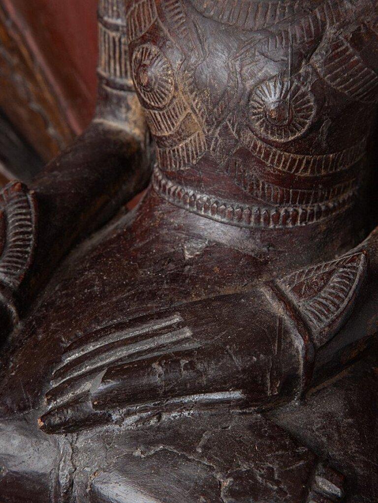 Estatua antigua de madera de Buda Mon de Birmania en venta 11