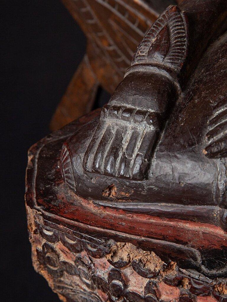 Estatua antigua de madera de Buda Mon de Birmania en venta 12