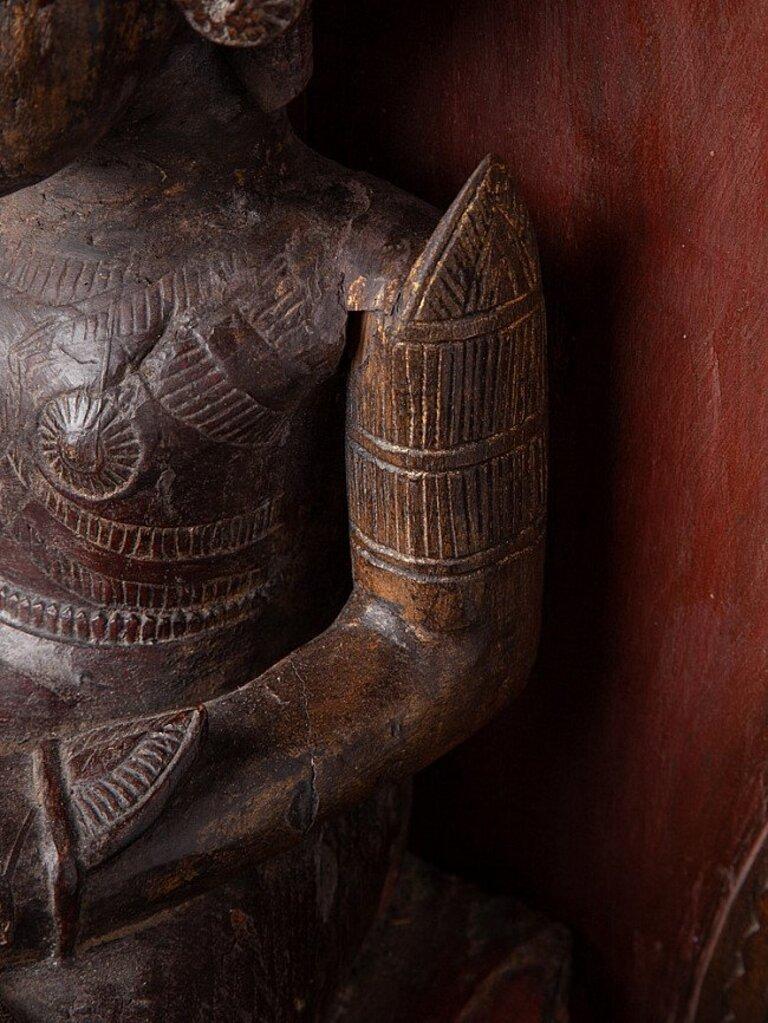 Estatua antigua de madera de Buda Mon de Birmania en venta 13
