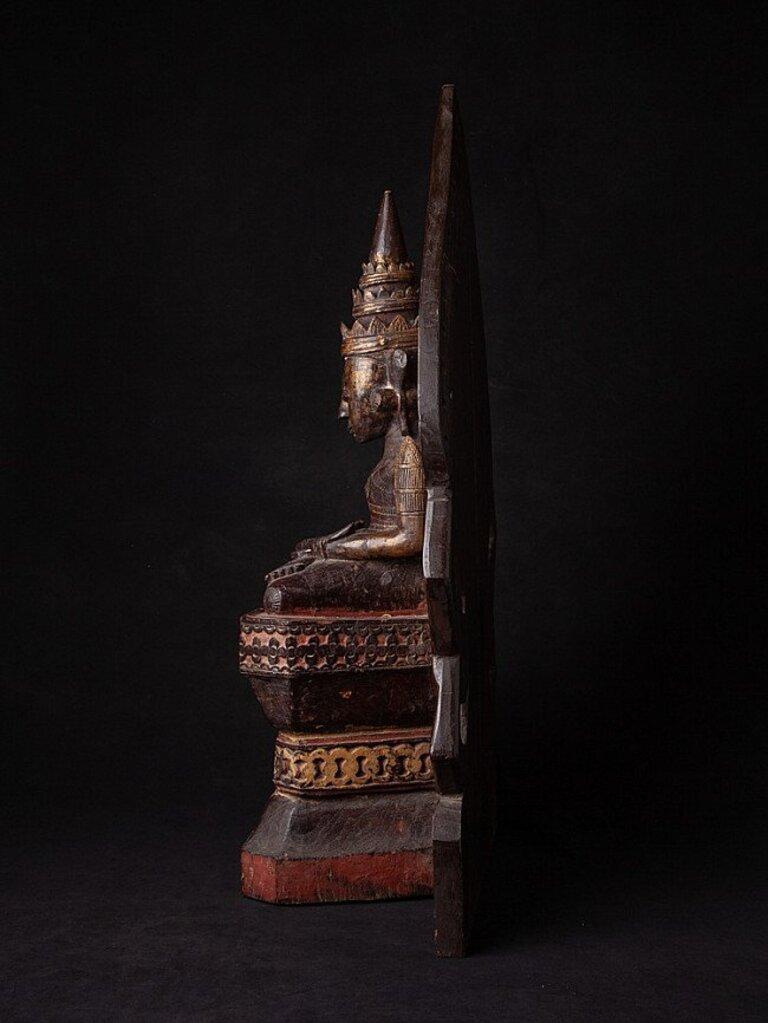 Estatua antigua de madera de Buda Mon de Birmania Birmano en venta