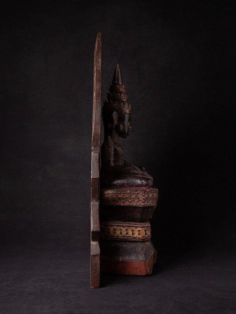 Estatua antigua de madera de Buda Mon de Birmania siglo XIX en venta